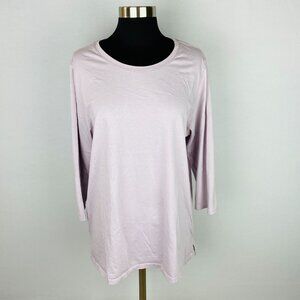 Lands End Top Womens Light Purple 3/4 Sleeve Crewneck L 12 - 14